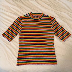 Monki Rainbow Striped Tee